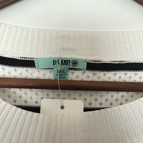 White and Black striped light weight long sleeve sweater. - Picture 3 of 3